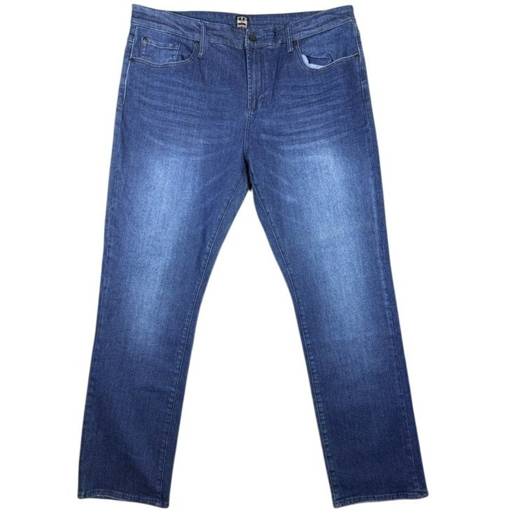 Ike Behar New York‎ Mens 38x32 Medium Wash Straight Leg Stretch Denim Jeans Blue